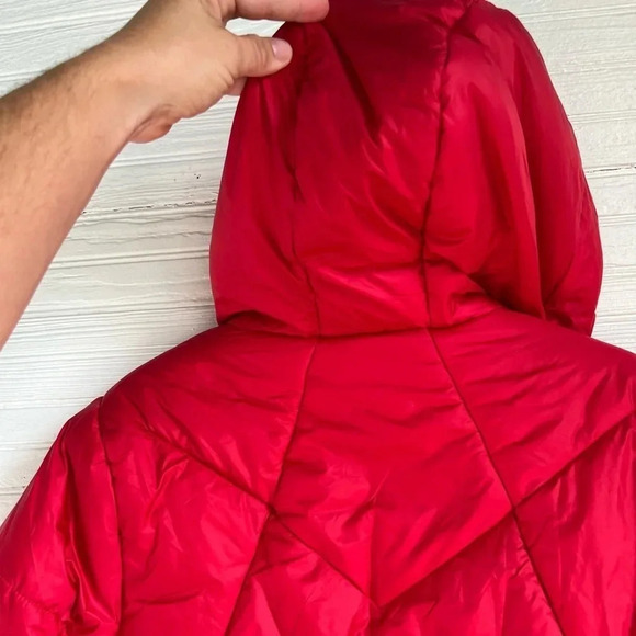 Urban Republic Red Hooded Puffer Coat Zip Up Fleece Lined Girls Size L (14/16) - Picture 11 of 15